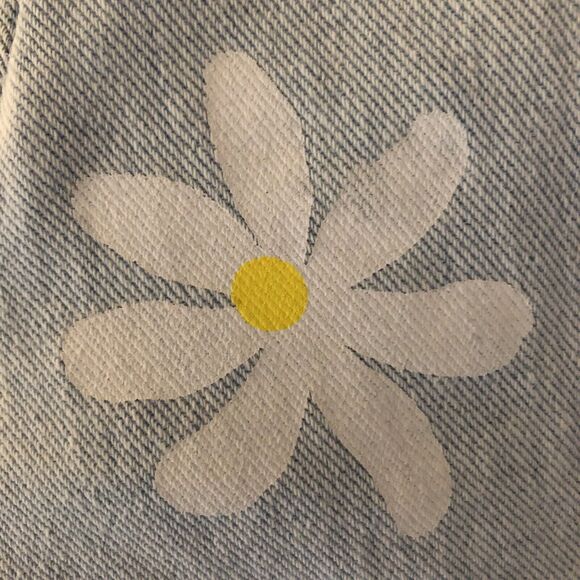 PacSun 90s Boyfriend Daisy Paint Jeans Womens Size 26 Light Wash High Rise Denim - Picture 2 of 15